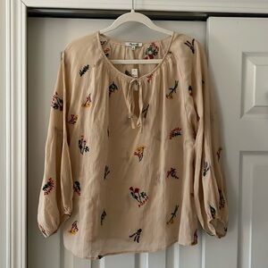 NWT Madewell Embroidered Flower long sleeve shirt
